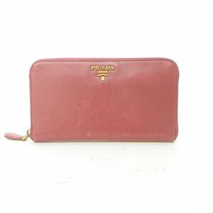 プラダ PRADA イタリア製 サフィアーノ レザー 長財布 ウォレット ラウンドファスナー ピンク ECR8 0911 レディース