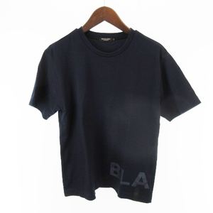 ブラックレーベルクレストブリッジ BLACK LABEL CRESTBRIDGE Tシャツ 半袖 ロゴ プリント 紺 ネイビー M コットン メンズ