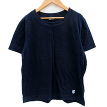 オーチバル ORCIVAL オーシバル Tシャツ カットソー 半袖 ラウンドネック ロゴ刺繍 3 紺 ネイビー /SM6 メンズ_画像1