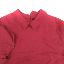 パーリッシィ PAR ICI シャツ ブラウス バックボタン 半袖 リネン F 赤 レッド /HO32 レディース_画像3