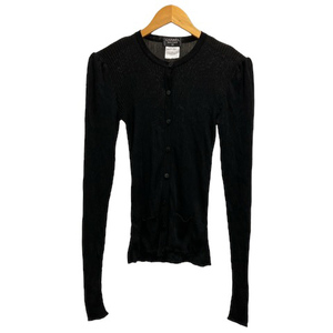  Chanel CHANEL cardigan rib crew neck screw course rayon P09548V00383 thin plain long sleeve 40 black black 