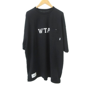 ダブルタップス WTAPS 23ss Design 01 Tシャツ 半袖 デザイン クルーネック トップス ロゴ 薄手 X04 約XLサイズ 紺 ネイビー メンズ
