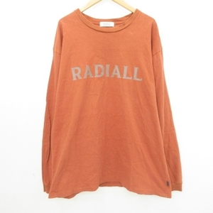 ラディアル RADIALL 美品 19AW Tシャツ カットソー 長袖 ロゴ プリント L オレンジ系 ■U90 メンズ