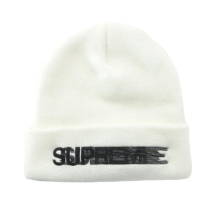 シュプリーム SUPREME 美品 23ss モーションロゴ キャップ 帽子 ニット ビーニー アクリル 白 ホワイト レディース