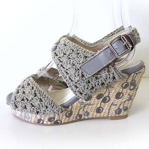  Jill Stuart JILL STUART shoe сандалии Wedge сандалии толщина низ кожа вязаный Cherry вышивка 23.5cm серый обувь обувь обувь 