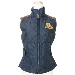  Ralph Lauren RALPH LAUREN cotton inside the best gilet front opening Zip up leather switch Logo .? S navy blue tea IBO51 X lady's 