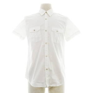  Takeo Kikuchi TAKEO KIKUCHI shirt turn-down collar short sleeves Epo let cotton thin plain 2 white white tops men's 