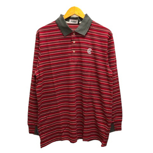 未使用品 クリーブランド ゴルフ Cleveland GOLF ポロシャツ ボーダー ワンポイントロゴ 長袖 LL 赤 レッド メンズ