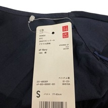 未使用品 ユニクロ UNIQLO シャツ ブラウス 長袖 Vネック 無地 コットン S 紺 ネイビー レディース_画像3