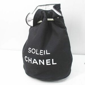 シャネル CHANEL ショルダーバッグ ロゴ 巾着 ブラック 黒系 キャンバス地 レディース