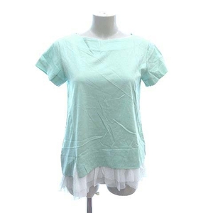  Queens Court T-shirt cut and sewn short sleeves boat neck switch chu-ru deformation design asimeto Lee 2 green mint green /CT lady's 