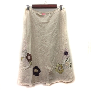 オイリリ－ OILILY 台形スカート ロング 刺繍 38 白 オフホワイト /YI レディース