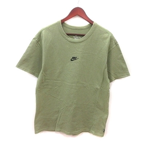 ナイキ NIKE Tシャツ カットソー クルーネック プリント 半袖 M 黄緑 イエローグリーン 黒 ブラック /MS メンズ