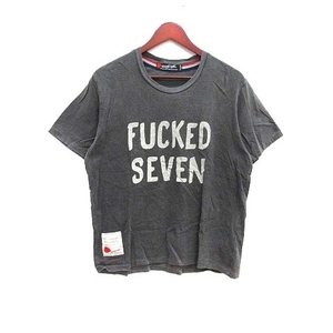 セヴシグ SEVESKIG Tシャツ カットソー クルーネック ロゴプリント 半袖 L チャコールグレー /YK メンズ