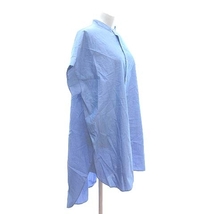 ユナイテッドアローズ UNITED ARROWS シャツ ロング オーバーサイズ 五分袖 バンドカラー 青 ブルー /CT レディース_画像5