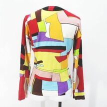 エミリオプッチ EMILIO PUCCI 長袖 ニット カーディガン 36 マルチカラー系 ボタン Vネック レディース_画像2