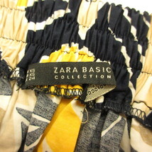 ザラ ベーシック ZARA BASIC スカート フレア ひざ丈 総柄 紺 黄 ベージュ *T941 レディース_画像3