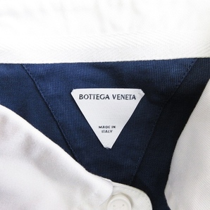 ボッテガヴェネタ BOTTEGA VENETA ポロシャツ 半袖 コットン オーバーサイズ 刺繍 ワンポイント 紺 ネイビー M メンズの画像3