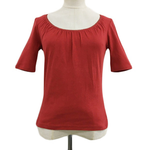  Indivi INDIVI cut and sewn pull over boat neck gya The - lame plain short sleeves 38 red red lady's 