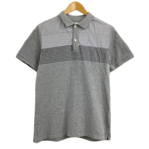  Beams BEAMS polo-shirt pull over Polo color border check switch short sleeves M gray men's 