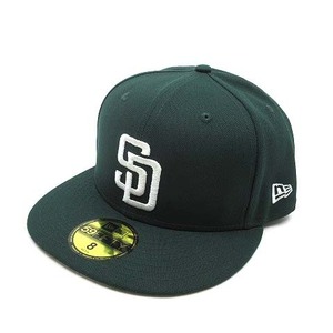 ニューエラ NEW ERA 59FIFTY MLBオンフィールド サンディエゴ パドレス キャップ 帽子 8 63.5cm ダークグリーン 美品 メンズ