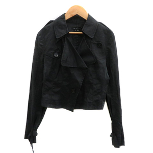  theory theory open color jacket short single button plain linen2 black black /YK48 lady's 