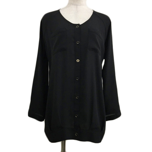  Mayson Grey MAYSON GREY blouse shirt no color round neck plain chiffon roll up long sleeve 2 black black lady's 