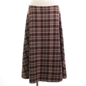  Scapa SCAPA beautiful goods flair skirt silk .gya The - check tweed knee height light brown group Brown 40 S rank lady's 