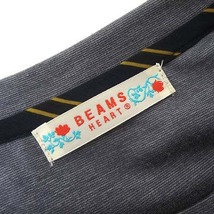 ビームスハート BEAMS HEART ワンピース ドッキング カットソー ストライプ 異素材 切替 長袖 M-L グレー 紺 ネイビー キャメル レディース_画像5