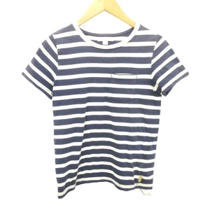 バーバリー ロンドン BURBERRY LONDON キッズ ボーダー 柄 Tシャツ クルーネック 半袖 ポケット 薄手 140cm 紺 ネイビー ■052 キッズ