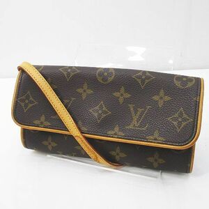 ルイヴィトン LOUIS VUITTON モノグラム ポシェットツインPM ショルダーバッグ ポーチ M51854 ストラップ付 ブラウン 茶系 レディース