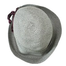 カシラ CA4LA 美品 ペーパーハット 変形 帽子 リボン グレー レディース IBO51 X レディース_画像4