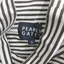 パーリーゲイツ PEARLY GATES シャツ ゴルフ 長袖 ハイネック ロゴ ストレッチ ボーダー 茶 白 ブラウン ホワイト 0 レディース_画像3