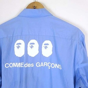 コムデギャルソン COMME des GARCONS アベイシングエイプ 21SS シャツ POPLIN SHIRT バック ロゴ 長袖 XL 水色 レア 希少 国内正規品の画像3