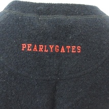 パーリーゲイツ PEARLY GATES ゴルフ フリース シャツ プルオーバー半袖 丸首 刺繍 プリント ウール 黒 ブラック 0 レディース_画像8