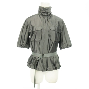  I si- Be iCB jacket stand-up collar f-ti-2way short sleeves silk . silk . belt ba Rune lustre feeling 4 gray /AO8 * lady's 