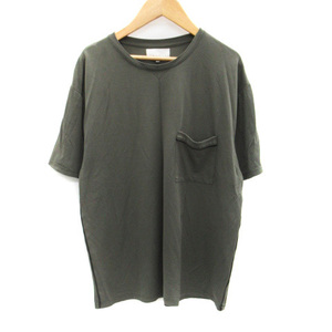  Abahouse ABAHOUSE T-shirt cut and sewn short sleeves round neck plain oversize 46 khaki /SM7 men's 