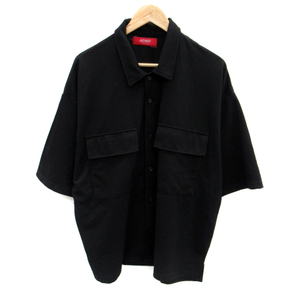 アドミックス ADMIX ATELIER SAB men カジュアルシャツ 半袖 ポロカラー 無地 LL 大きいサイズ 黒 ブラック /SM35 メンズ