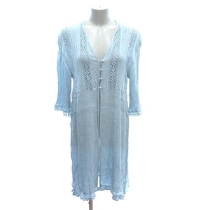  Moussy moussy knitted cardigan 7 minute sleeve .. race pin tuck V neck F light blue light blue /CT #MO lady's 