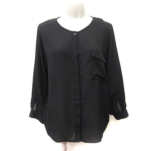  Moussy moussy shirt blouse long sleeve F black black /YI lady's 