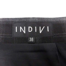 インディヴィ INDIVI タイトスカート ひざ丈 チェック 38 黒 ブラック チャコールグレー /YK レディース_画像5