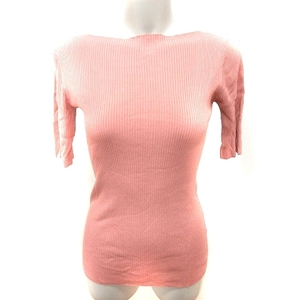 Doula Doula knitted cut and sewn U neck . minute sleeve pink /RT lady's 