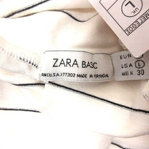 未使用品 ザラ ベーシック ZARA BASIC ニット カットソー タートルネック ボーダー 半袖 L 白 ホワイト /YK レディース_画像5