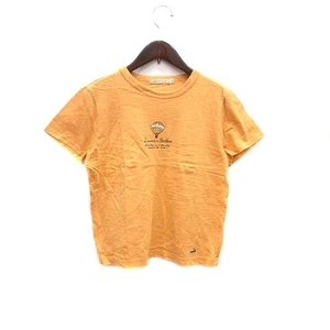 クロコダイル CROCODILE Tシャツ カットソー クルーネック ロゴプリント 半袖 M オレンジ /YK レディース