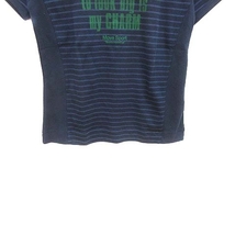 デサント DESCENTE Tシャツ カットソー ロゴプリント ボーダー 半袖 O 紺 ネイビー /YK メンズ_画像3