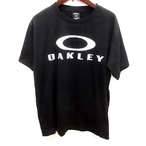 オークリー OAKLEY カットソー Uネック 半袖 M 黒 ブラック /RT レディース