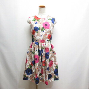  Chesty Chesty floral print no sleeve One-piece 0 beige lining attaching 9W514 made in Japan lady's 