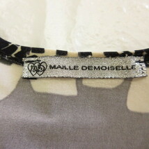 MAILLE DEMOISELLE ワンピース ひざ丈 ノースリーブ 総柄 ストレッチ 黒 紫 3 *T156 レディース_画像3