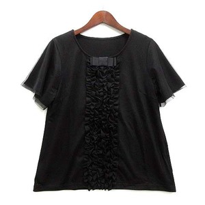 アンドラブ マサミサトミ ＆LOVE masami satomi リボン フリル Tシャツ カットソー 袖チュール 半袖 ブラック 黒 M レディース