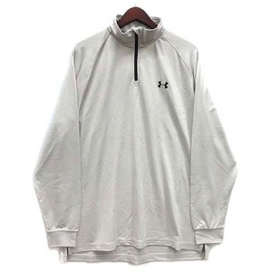 アンダーアーマー UNDER ARMOUR ハーフジップ ボーダー モックネック シャツ 長袖 ワンポイント グレー L MGF3232 ゴルフ 春夏 メンズ